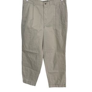 Savane Pleated Tan Cuffed Khakis Pants Sz 36x30